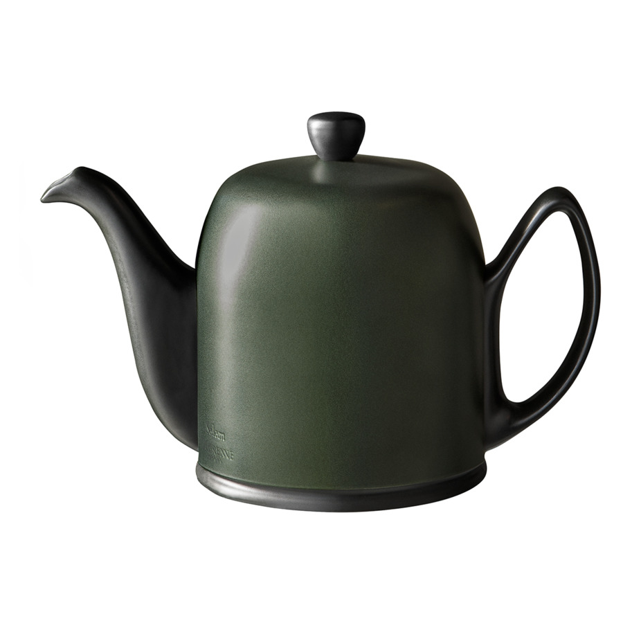 Чайник заварочный Degrenne Salam 1 л, на 6 чашек, с зеленой муфтой, фарфор, черный