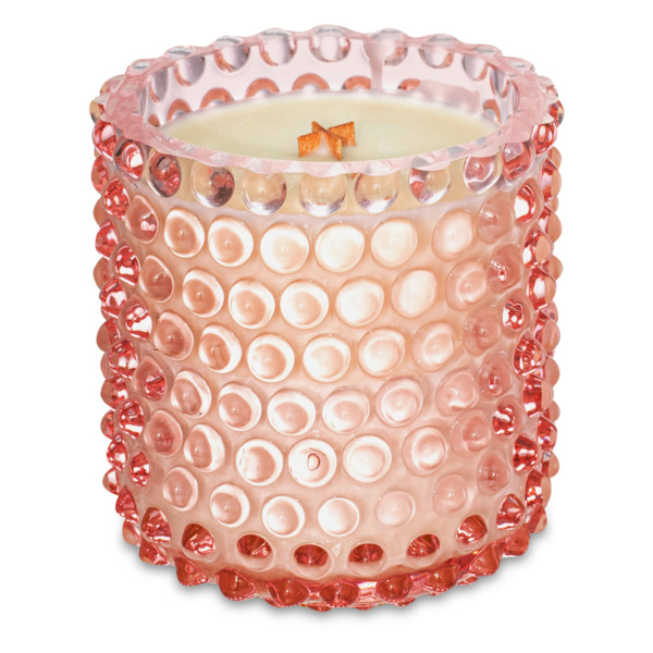 Подсвечник со свечой Klimchi Гвоздь 10 см, богемское стекло, бледно-розовый