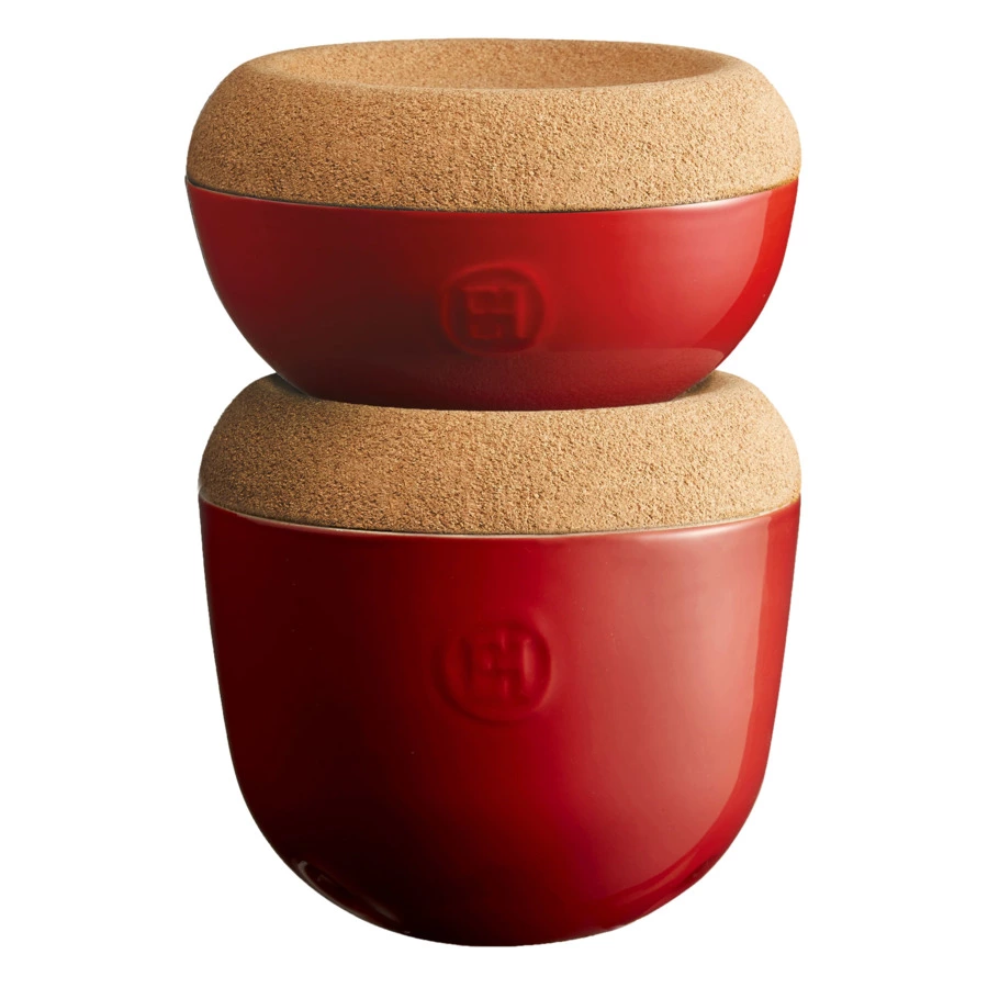 Банка для чеснока Emile Henry, 14,5х14,5х13,5см, гранат, керамика, пробка