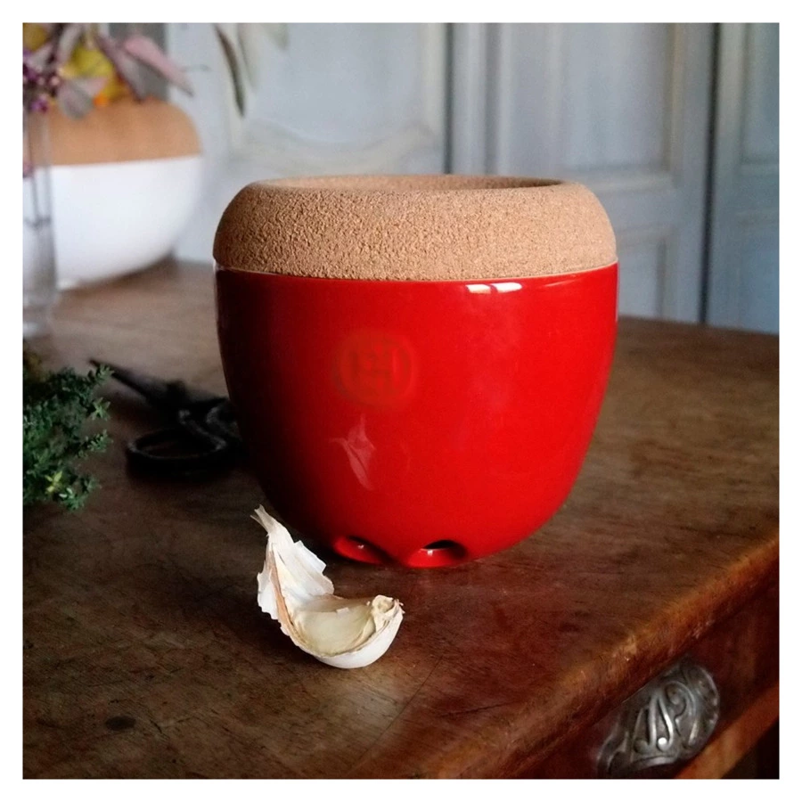 Банка для чеснока Emile Henry, 14,5х14,5х13,5см, гранат, керамика, пробка