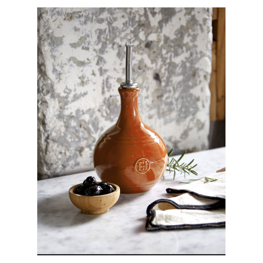 Бутылка для уксуса с дозатором Emile Henry 450 мл 14,7 см, оранжевая, керамика