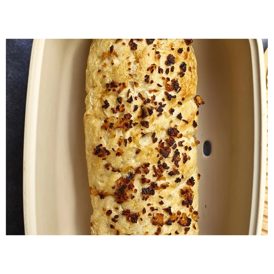 Хлебница Emile Henry, 6,5л, 35,5х24,5х15,5 см, белая, керамика, дерево