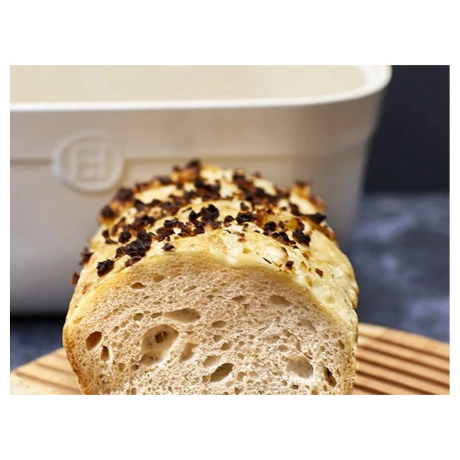 Хлебница Emile Henry, 6,5л, 35,5х24,5х15,5 см, белая, керамика, дерево