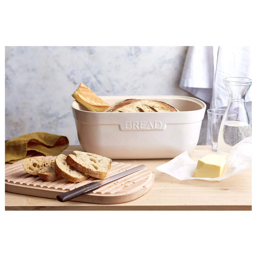 Хлебница Emile Henry, 6,5л, 35,5х24,5х15,5 см, белая, керамика, дерево