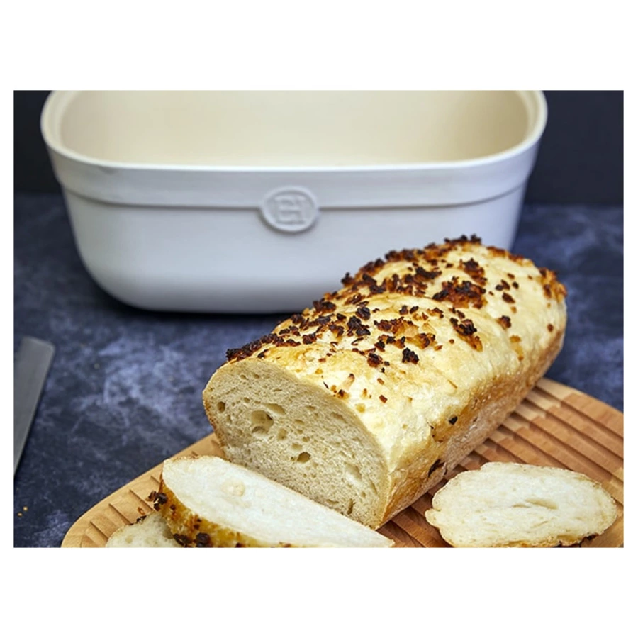 Хлебница Emile Henry, 6,5л, 35,5х24,5х15,5 см, белая, керамика, дерево