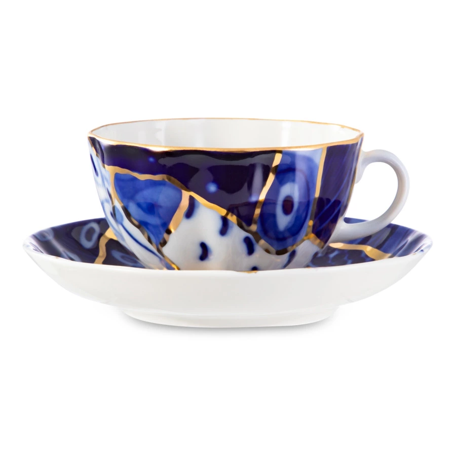 Чашка чайная с блюдцем ИФЗ Тюльпан Байкал 1, 250 мл, фарфор костяной