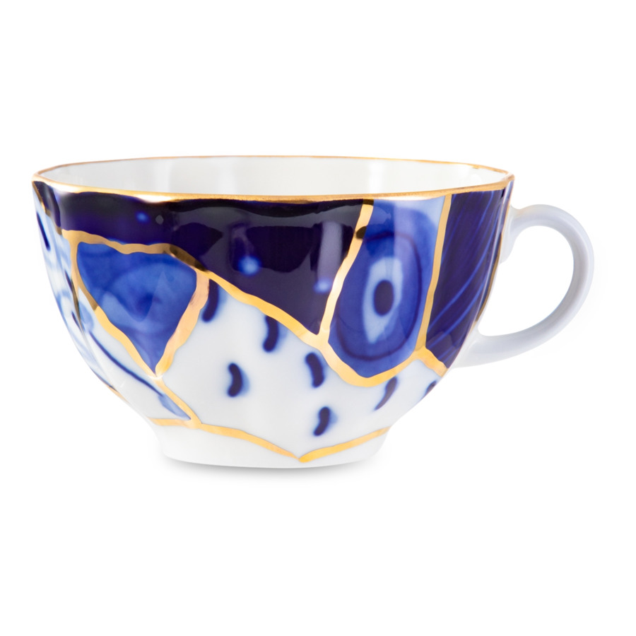 Чашка чайная с блюдцем ИФЗ Тюльпан Байкал 1, 250 мл, фарфор костяной