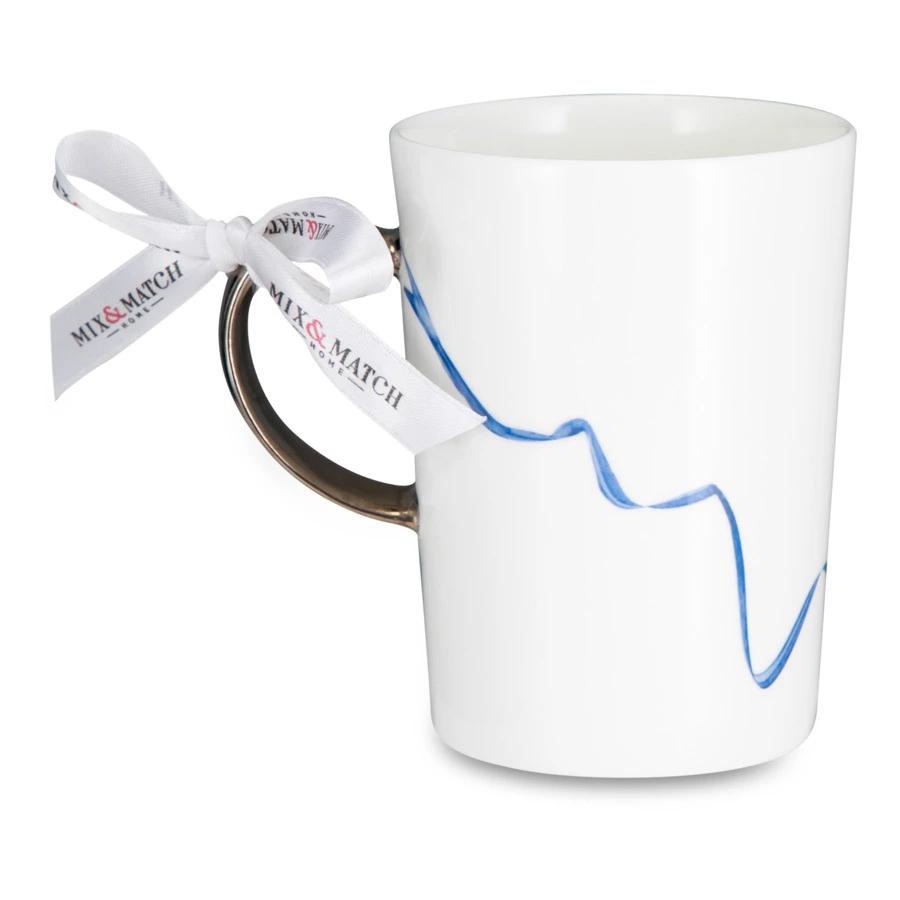 Кружка Mix&Match Синергия Милый кролик 450 мл, платиновая ручка, фарфор костяной