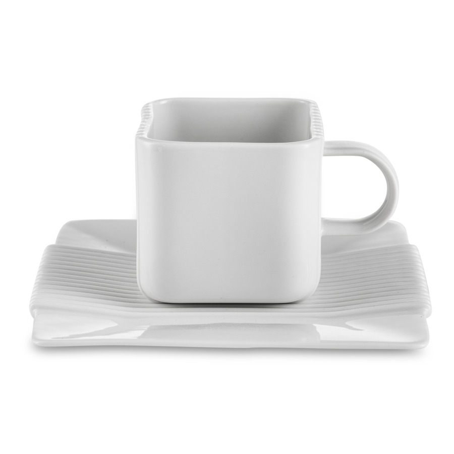 Чашка кофейная с блюдцем Cmielow System 100 мл, фарфор твердый, белая, п/к