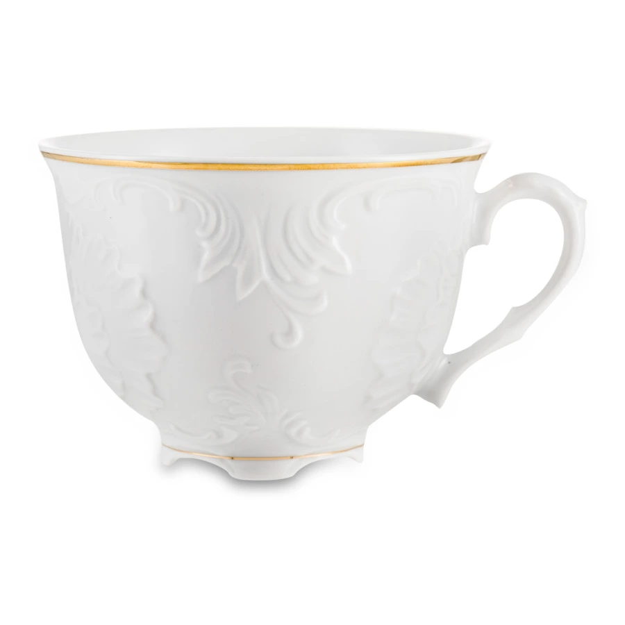Чашка чайная с блюдцем Cmielow Rococo 330 мл, фарфор твердый, белый с золотом
