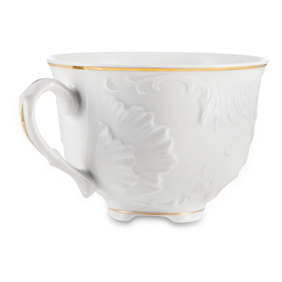 Чашка чайная с блюдцем Cmielow Rococo 330 мл, фарфор твердый, белый с золотом