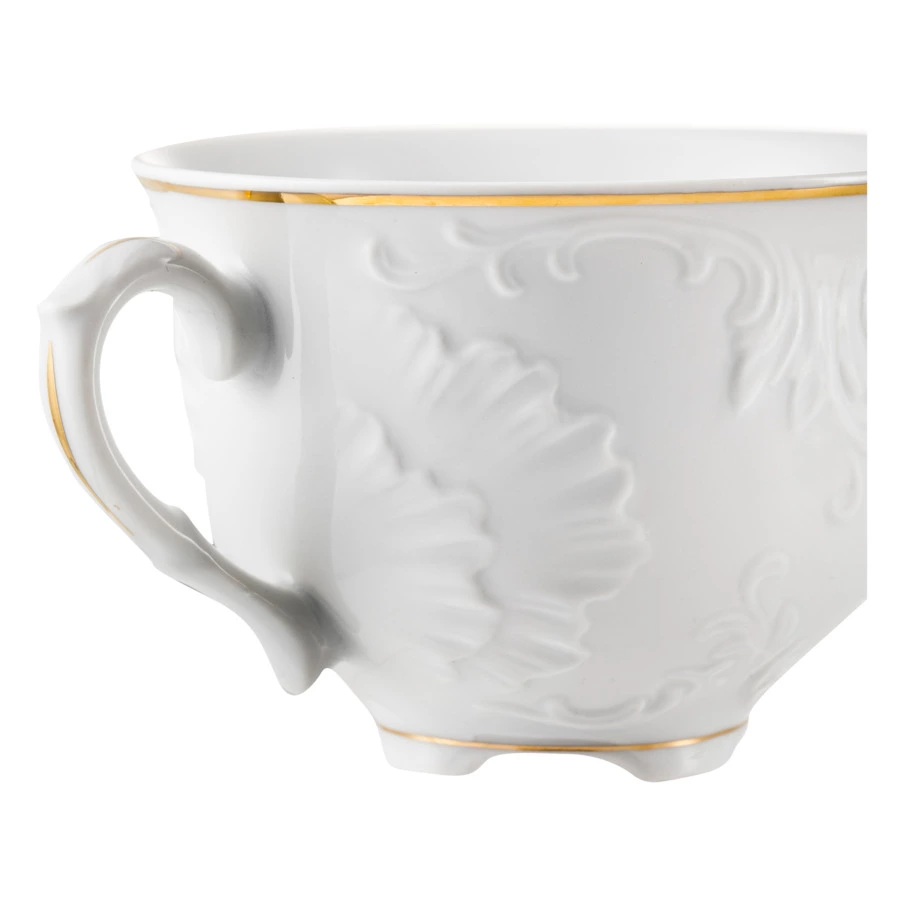 Чашка чайная с блюдцем Cmielow Rococo 330 мл, фарфор твердый, белый с золотом