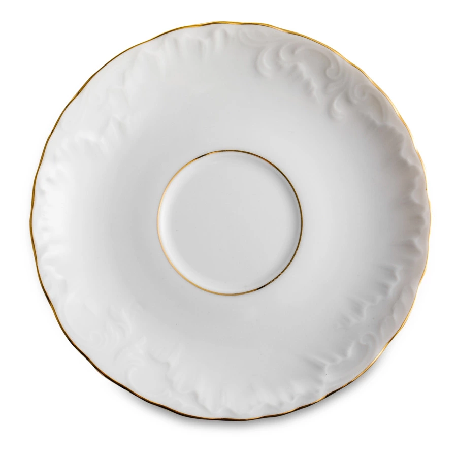 Чашка чайная с блюдцем Cmielow Rococo 330 мл, фарфор твердый, белый с золотом