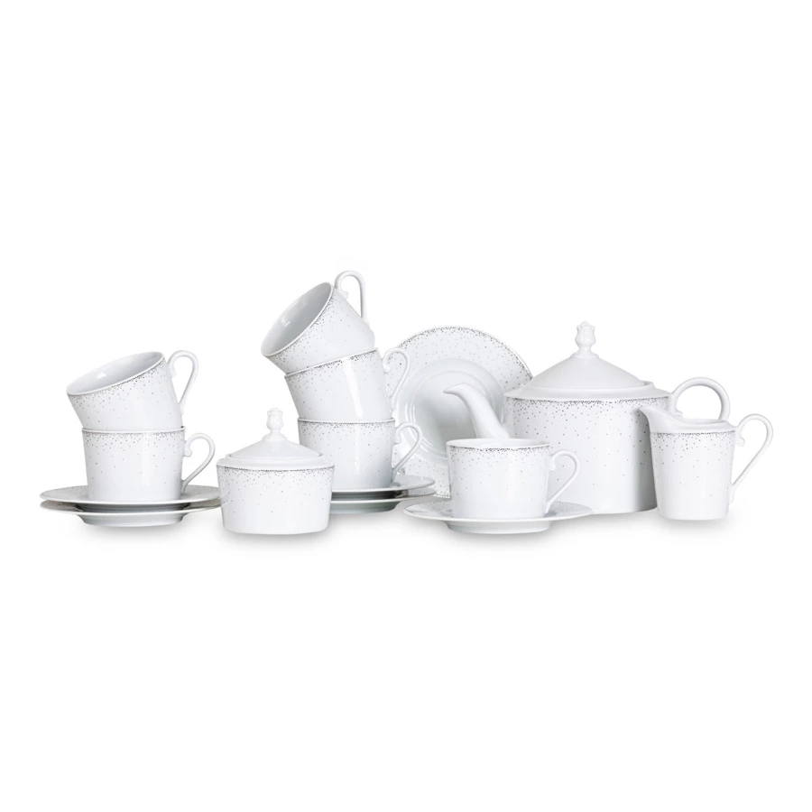 Сервиз чайный Cmielow Jenny Жемчуг на 6 персон 15 предметов, фарфор твердый, белый