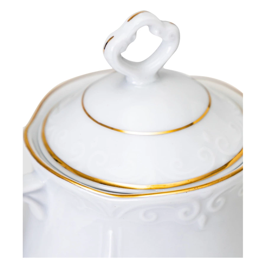 Сервиз чайный Cmielow Kamelia на 6 персон 15 предметов, фарфор твердый, белый с золотом