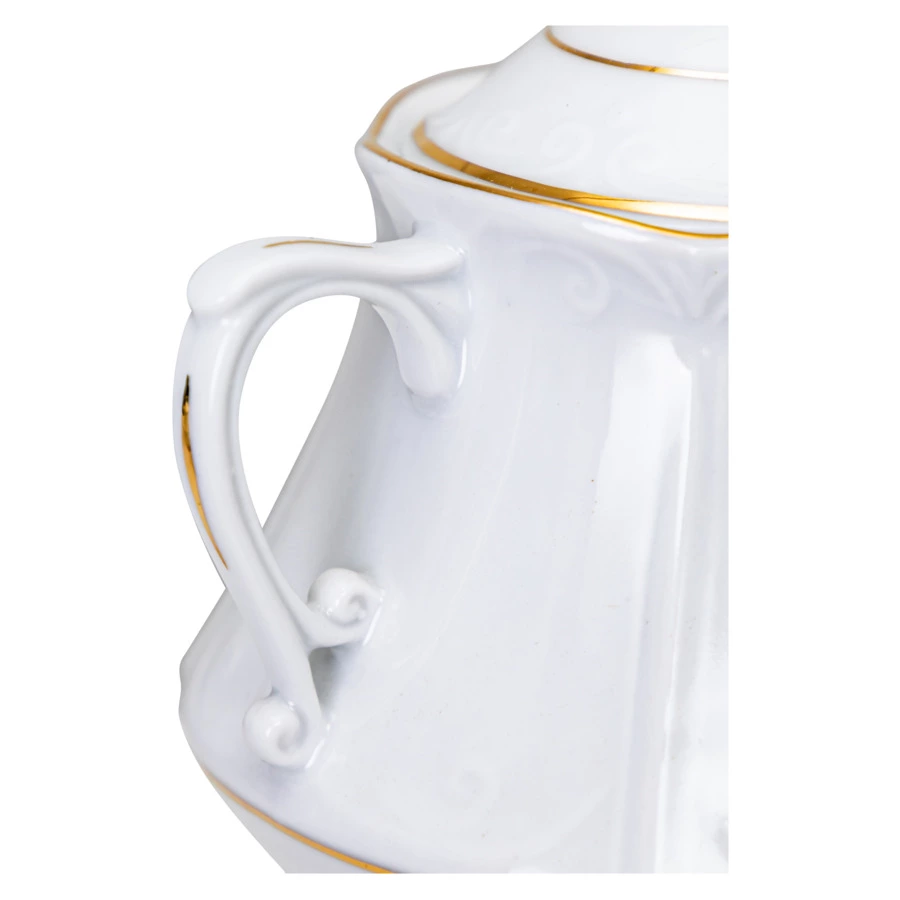 Сервиз чайный Cmielow Kamelia на 6 персон 15 предметов, фарфор твердый, белый с золотом