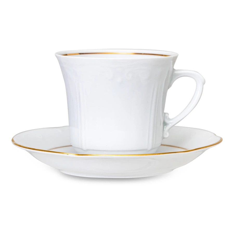 Сервиз чайный Cmielow Kamelia на 6 персон 15 предметов, фарфор твердый, белый с золотом