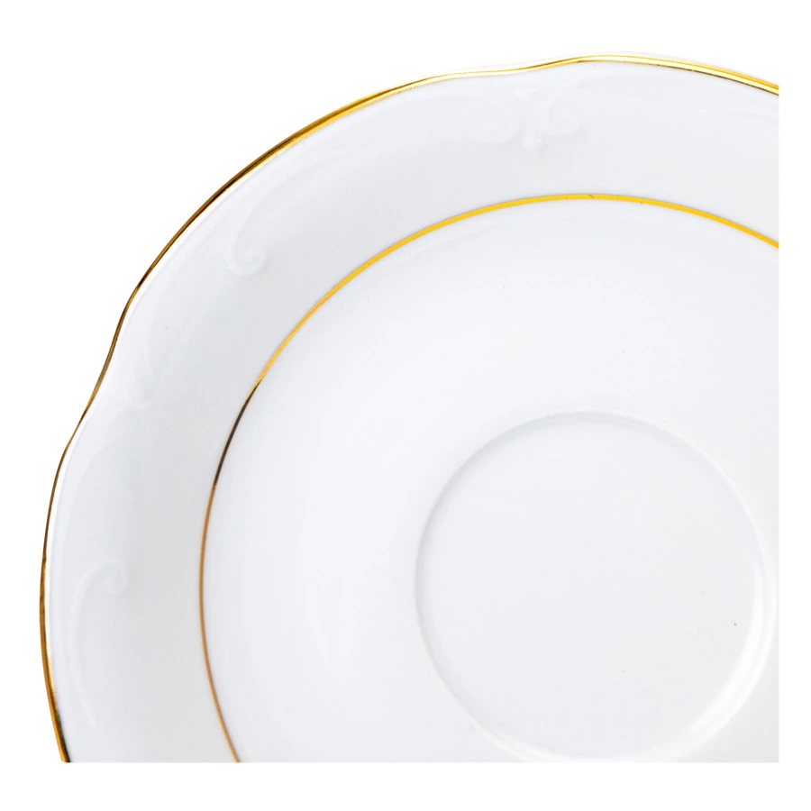 Сервиз чайный Cmielow Kamelia на 6 персон 15 предметов, фарфор твердый, белый с золотом