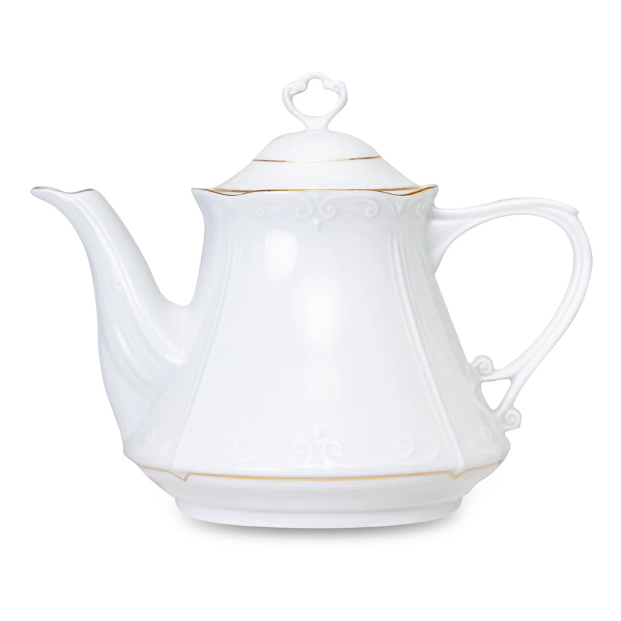 Сервиз чайный Cmielow Kamelia на 6 персон 15 предметов, фарфор твердый, белый с золотом