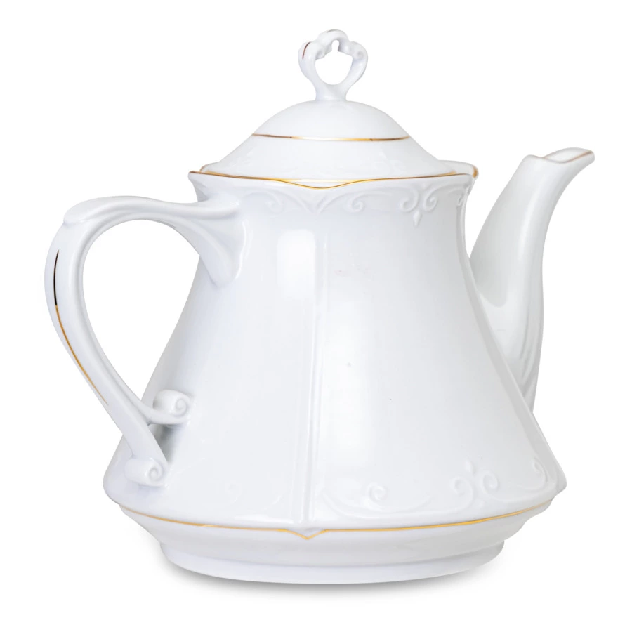 Сервиз чайный Cmielow Kamelia на 6 персон 15 предметов, фарфор твердый, белый с золотом