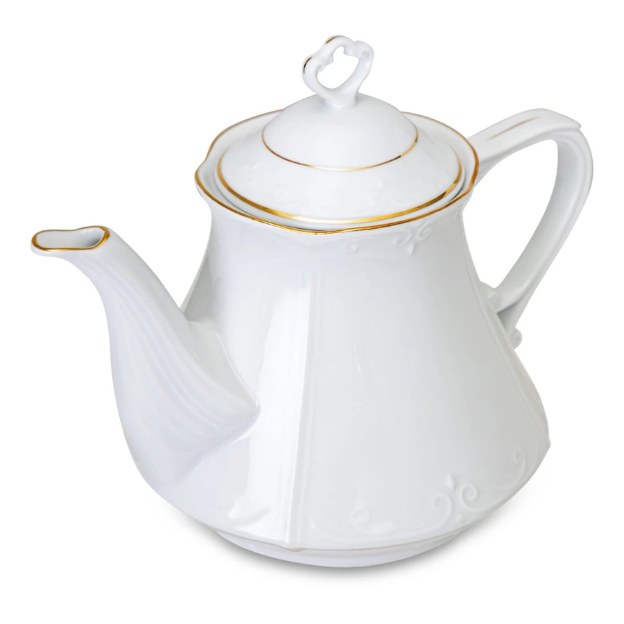 Сервиз чайный Cmielow Kamelia на 6 персон 15 предметов, фарфор твердый, белый с золотом