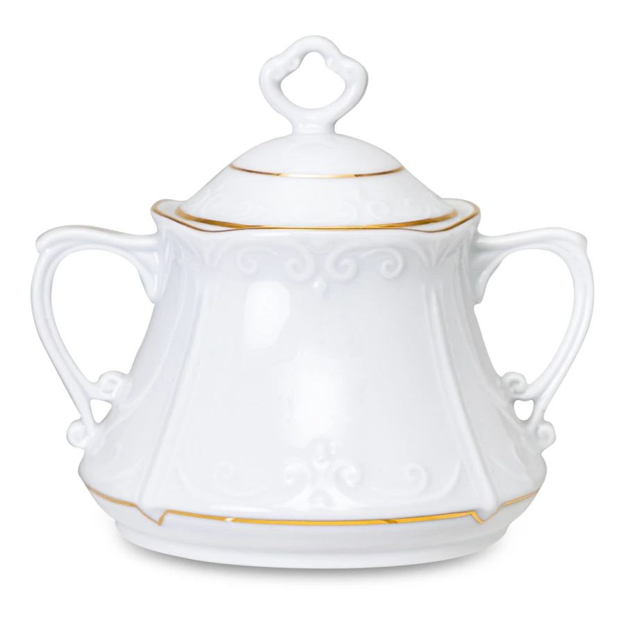 Сервиз чайный Cmielow Kamelia на 6 персон 15 предметов, фарфор твердый, белый с золотом