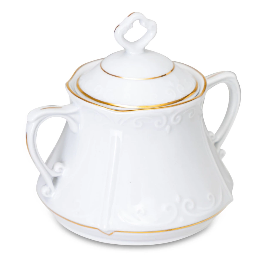 Сервиз чайный Cmielow Kamelia на 6 персон 15 предметов, фарфор твердый, белый с золотом