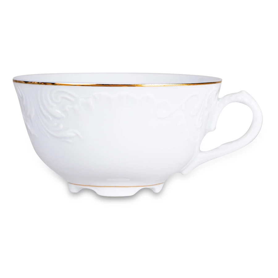 Сервиз чайный Cmielow Rococo на 6 персон 15 предметов, фарфор твердый, белый с золотом