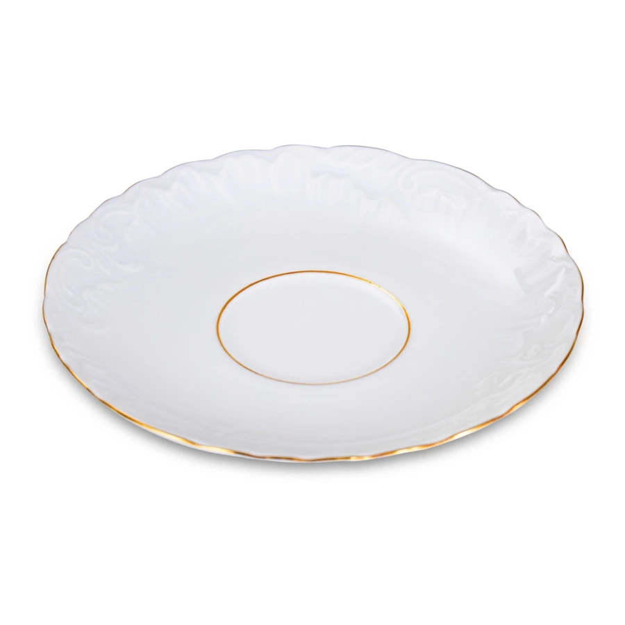 Сервиз чайный Cmielow Rococo на 6 персон 15 предметов, фарфор твердый, белый с золотом