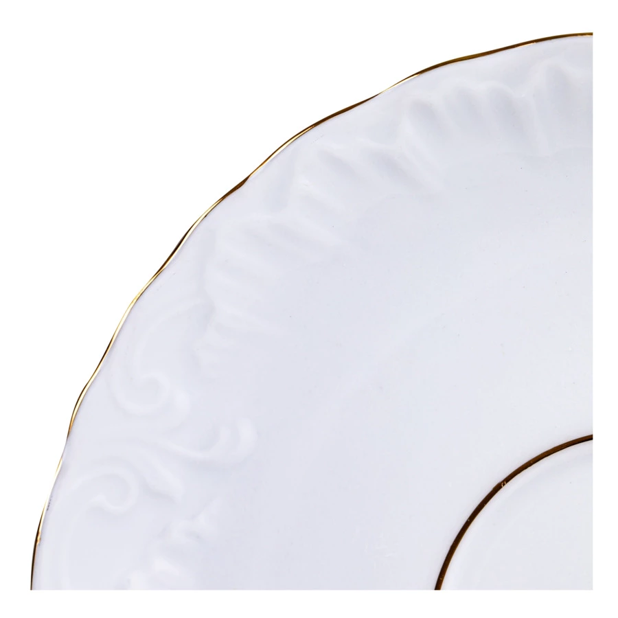 Сервиз чайный Cmielow Rococo на 6 персон 15 предметов, фарфор твердый, белый с золотом