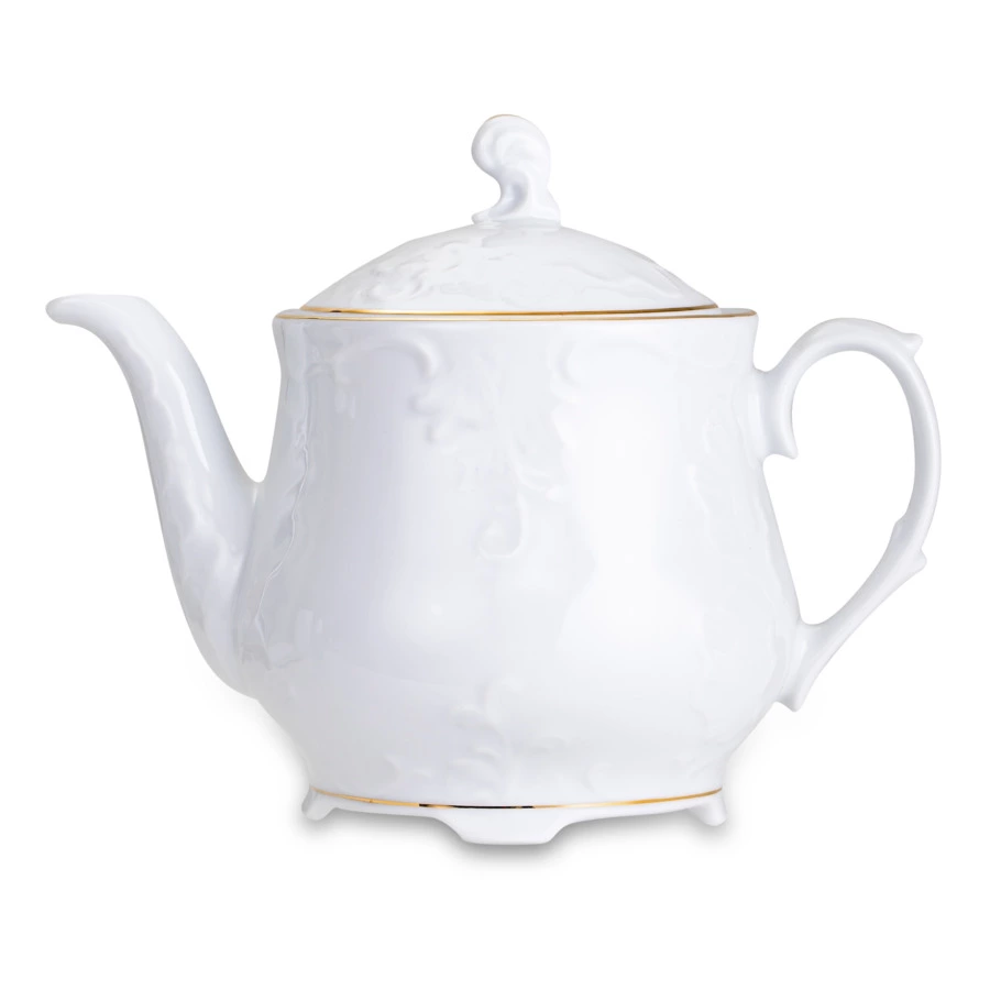 Сервиз чайный Cmielow Rococo на 6 персон 15 предметов, фарфор твердый, белый с золотом