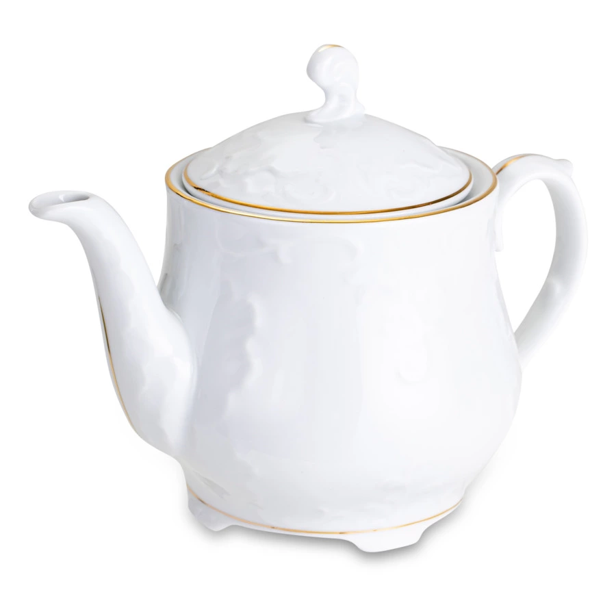 Сервиз чайный Cmielow Rococo на 6 персон 15 предметов, фарфор твердый, белый с золотом
