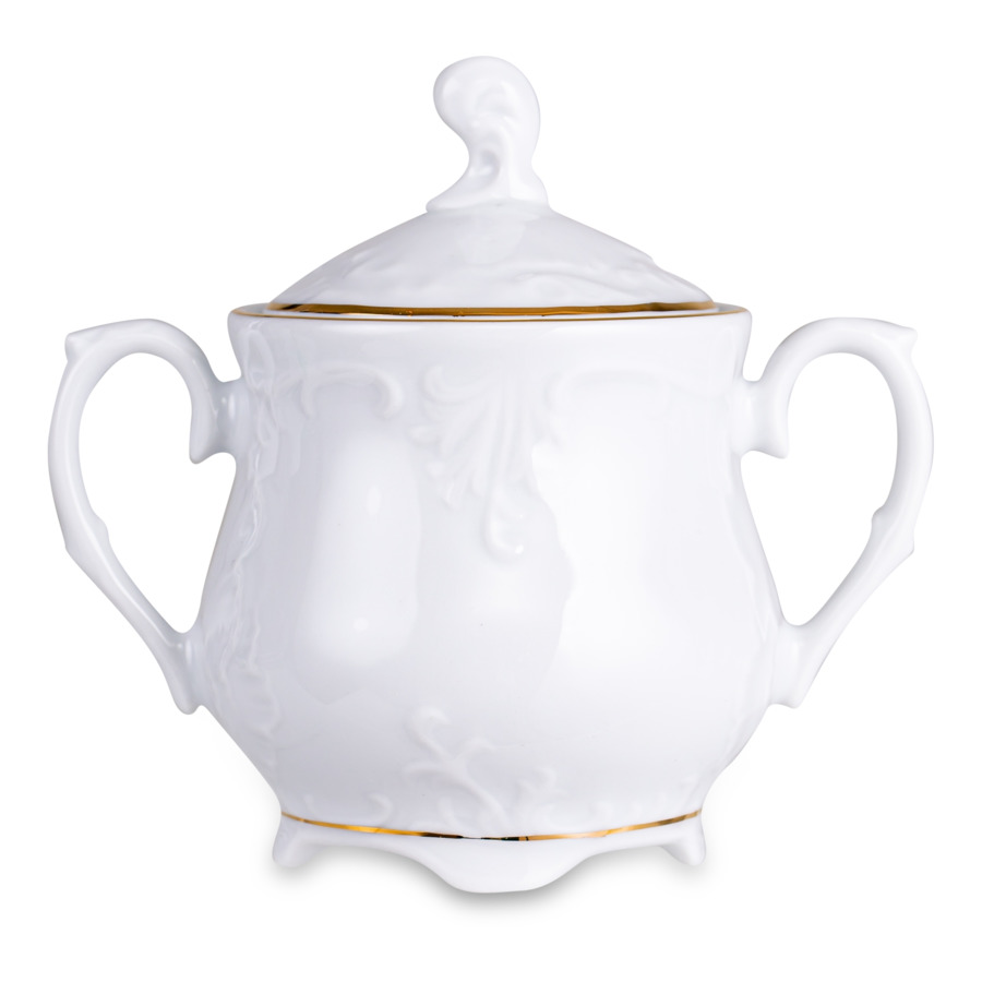 Сервиз чайный Cmielow Rococo на 6 персон 15 предметов, фарфор твердый, белый с золотом