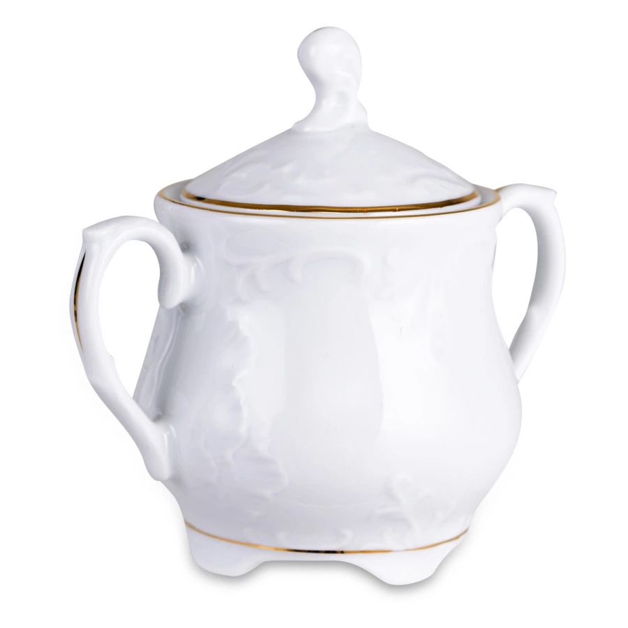 Сервиз чайный Cmielow Rococo на 6 персон 15 предметов, фарфор твердый, белый с золотом