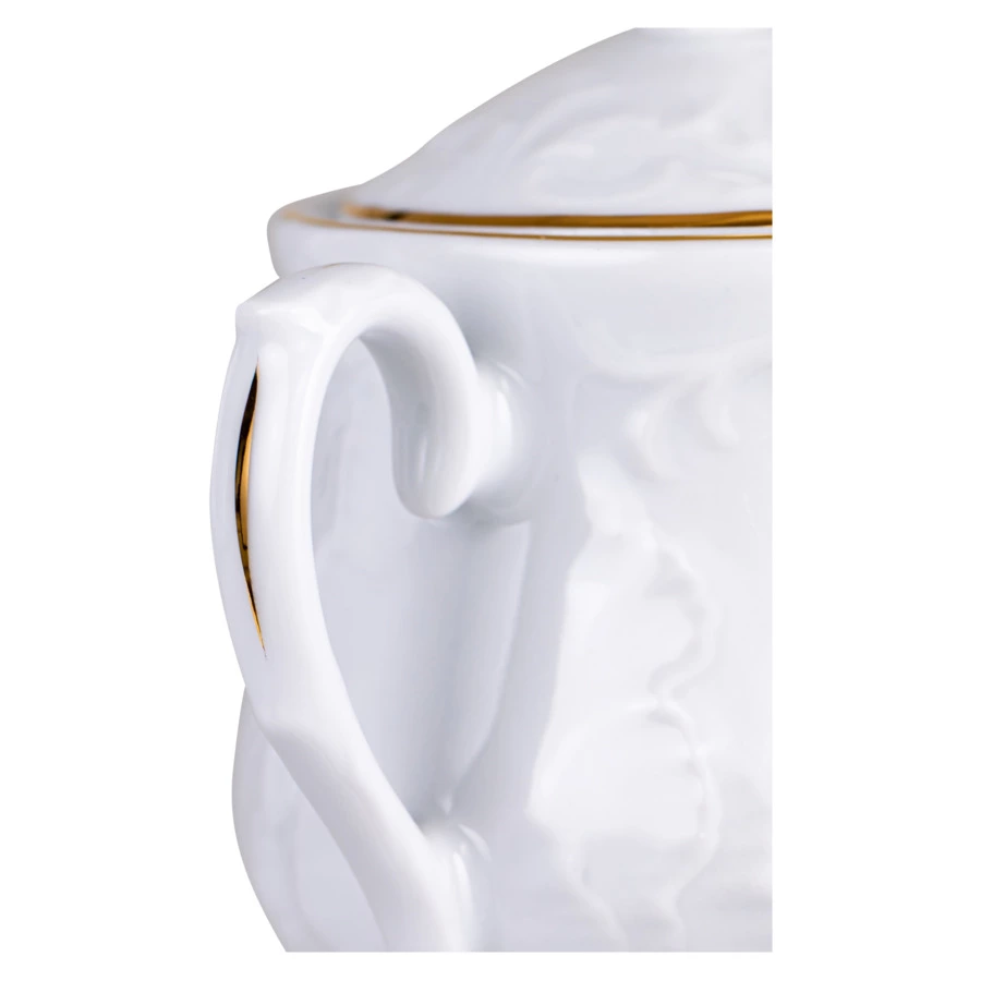 Сервиз чайный Cmielow Rococo на 6 персон 15 предметов, фарфор твердый, белый с золотом