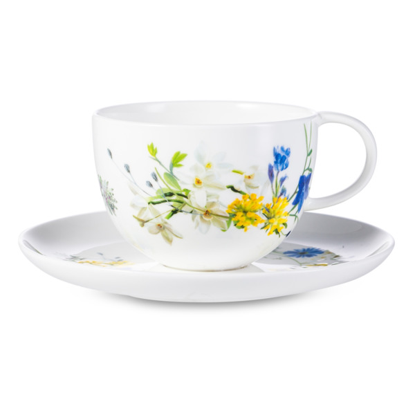Чашка чайно-кофейная с блюдцем Rosenthal Альпийские цветы 300 мл, фарфор костяной