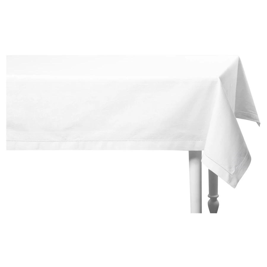 Скатерть прямоугольная Яковлевский Жаккард Ренессанс 140х180см белая, полулен, п/к