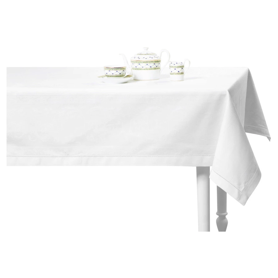 Скатерть прямоугольная Яковлевский Жаккард Ренессанс 140х180см белая, полулен, п/к