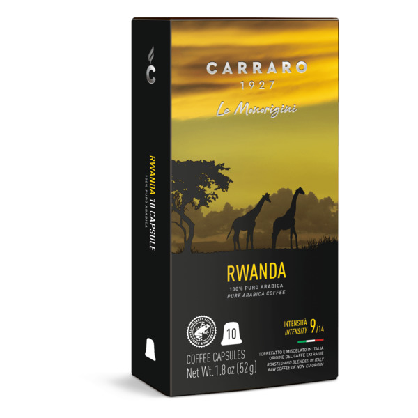 Кофе в капсулах для кофемашин Nespresso Carraro Rwanda 52 г, 10 штук в упаковке