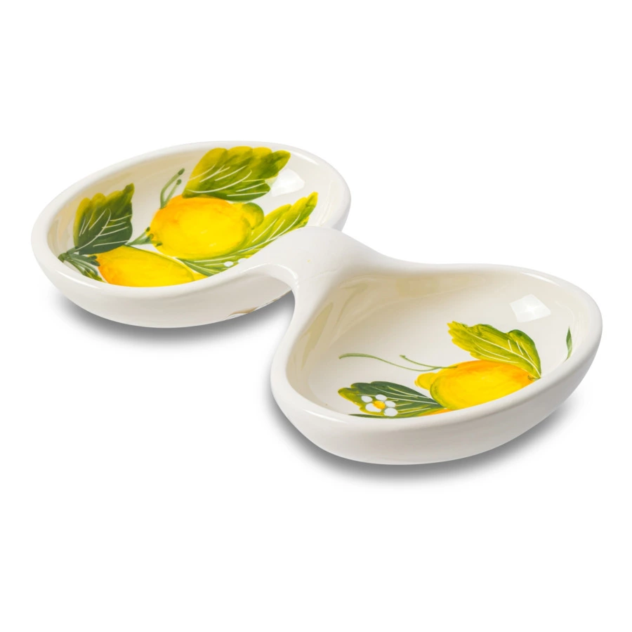 Менажница двухсекционная Edelweiss Лимоны с цветами 20х13 см, керамика