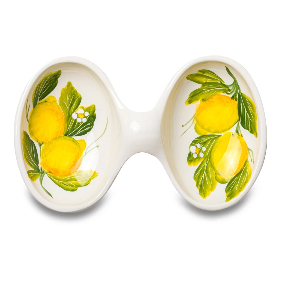 Менажница двухсекционная Edelweiss Лимоны с цветами 20х13 см, керамика