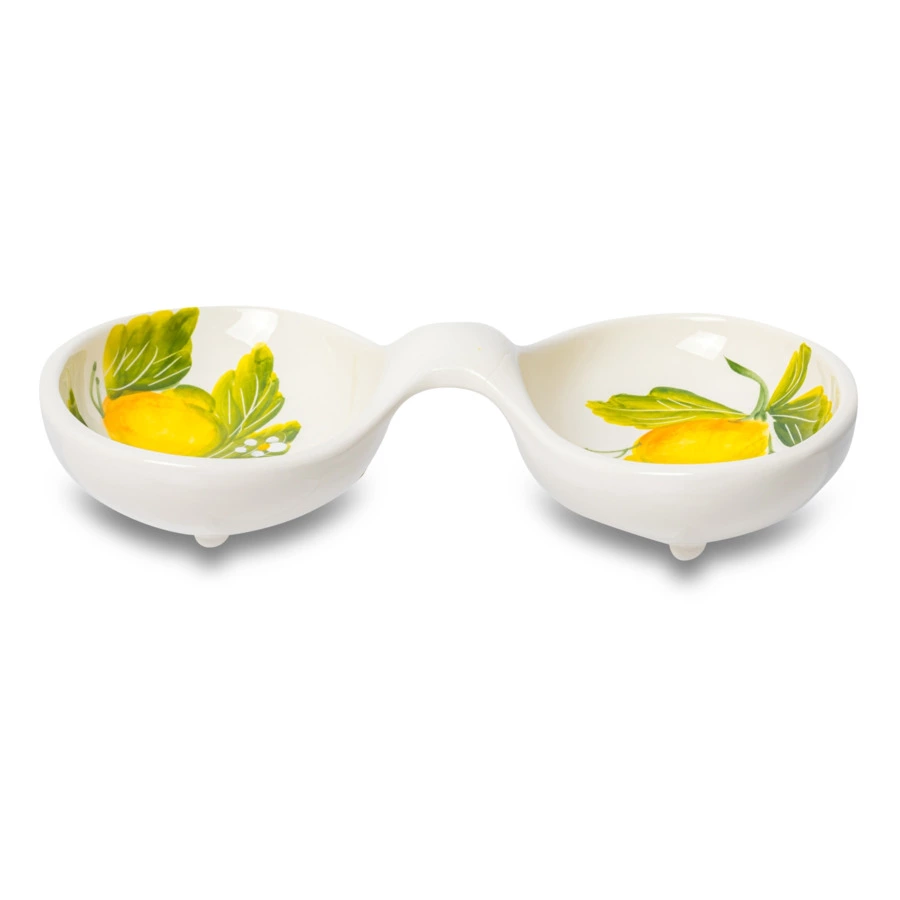 Менажница двухсекционная Edelweiss Лимоны с цветами 20х13 см, керамика