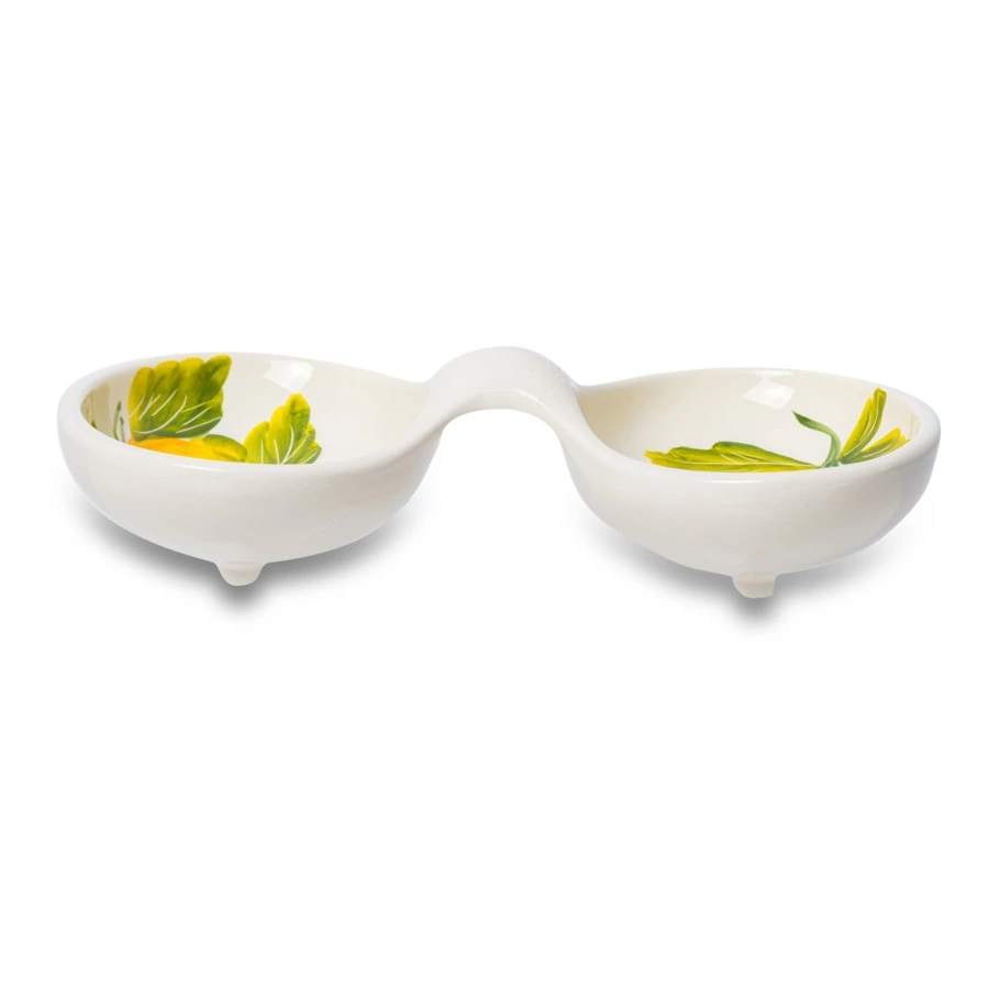 Менажница двухсекционная Edelweiss Лимоны с цветами 20х13 см, керамика