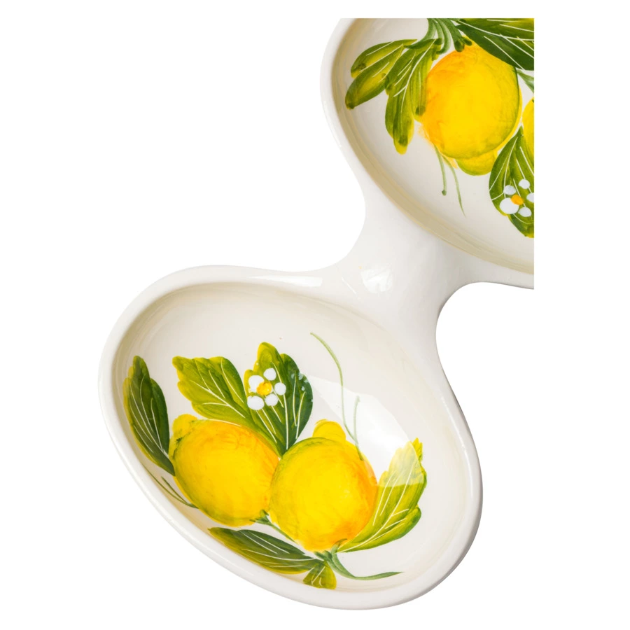 Менажница двухсекционная Edelweiss Лимоны с цветами 20х13 см, керамика