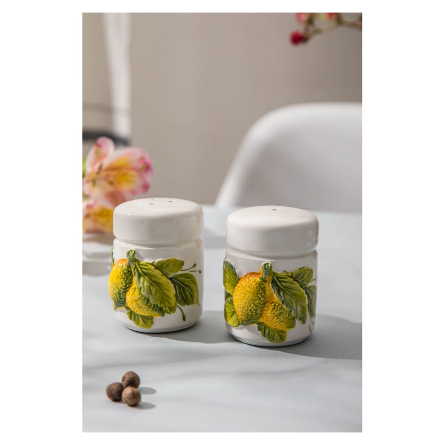 Набор для соли и перца Edelweiss Лимоны и цветы h6 см,  керамика