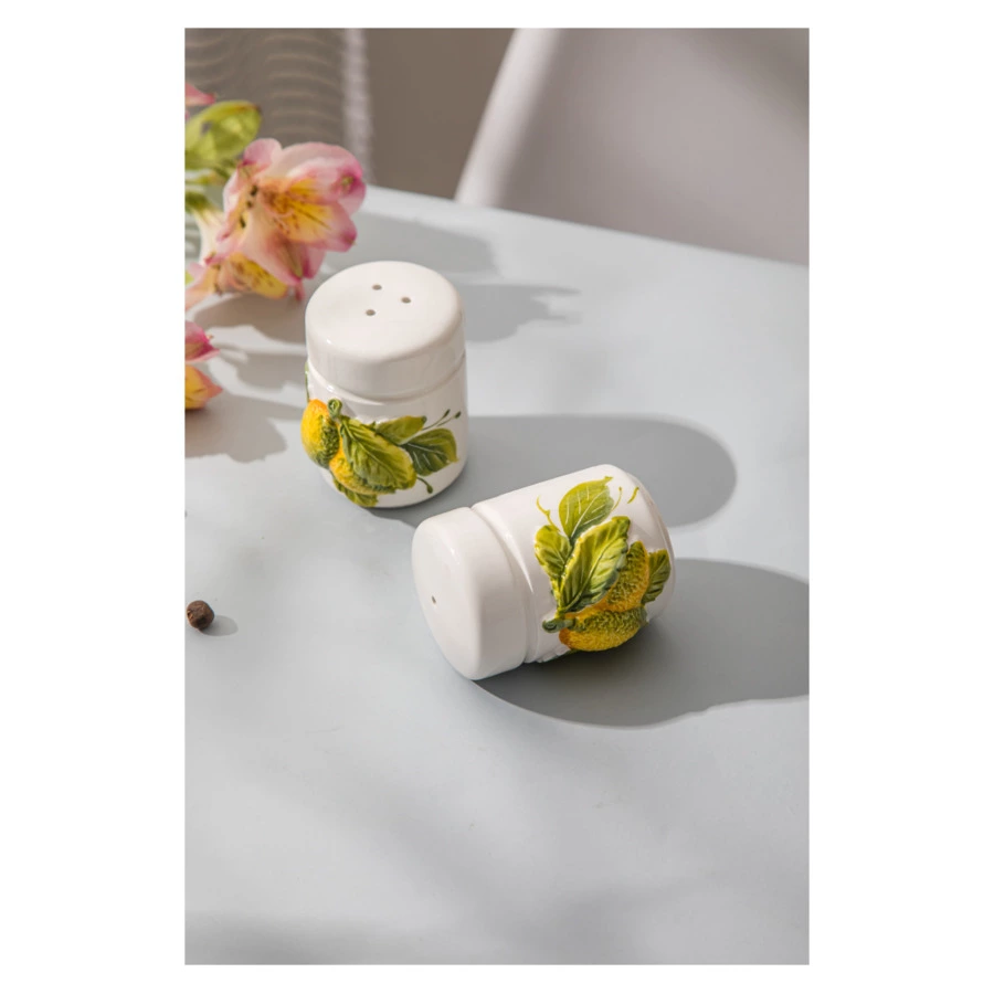 Набор для соли и перца Edelweiss Лимоны и цветы h6 см,  керамика