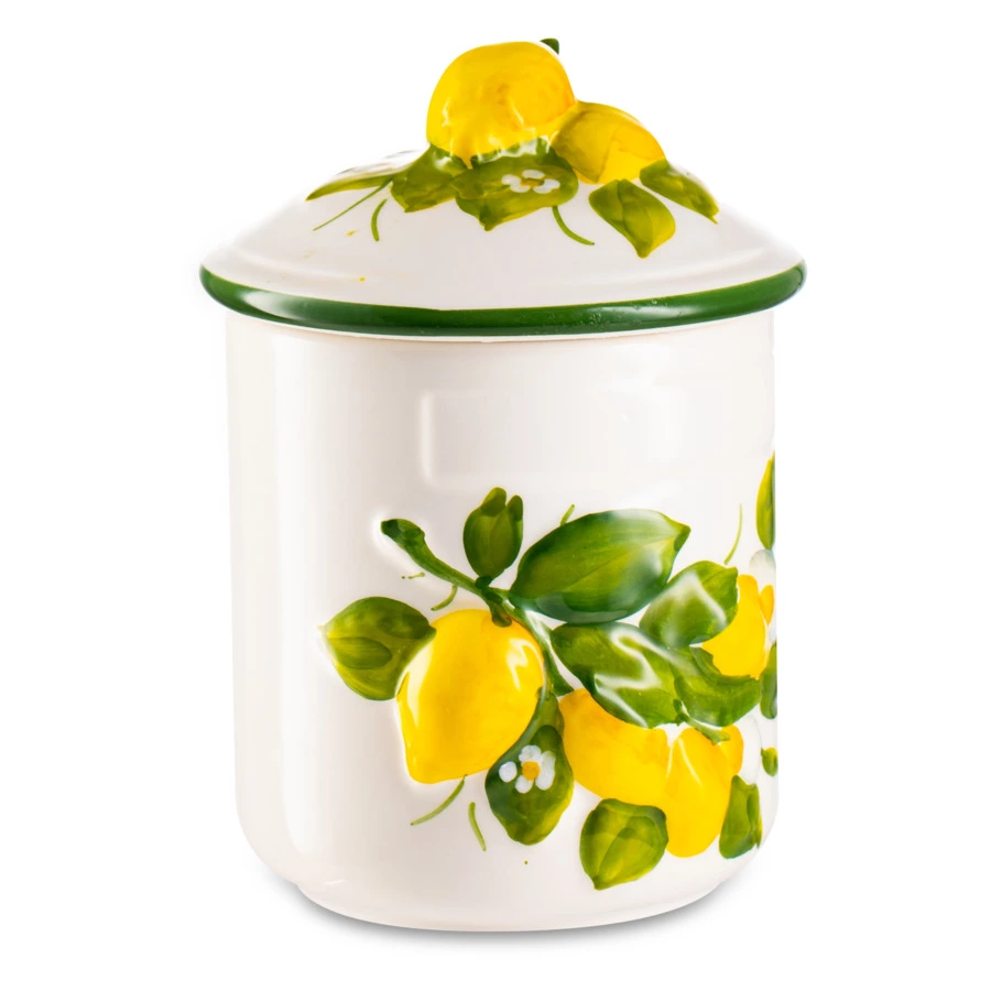 Банка для печенья Edelweiss Лимоны и цветы 10х10 см, h17 см, керамика