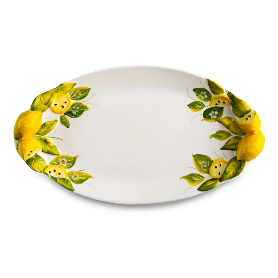Блюдо овальное Edelweiss Лимоны и цветы 32х20 см, керамика