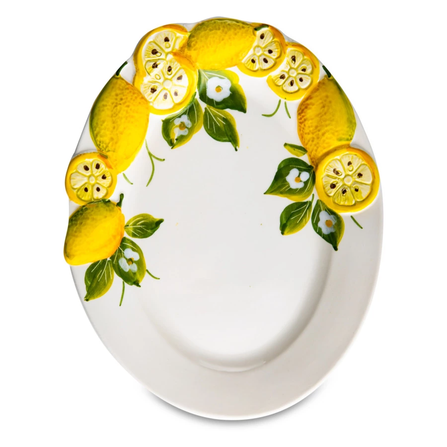 Блюдо овальное Edelweiss Лимоны и цветы 22х12 см, керамика