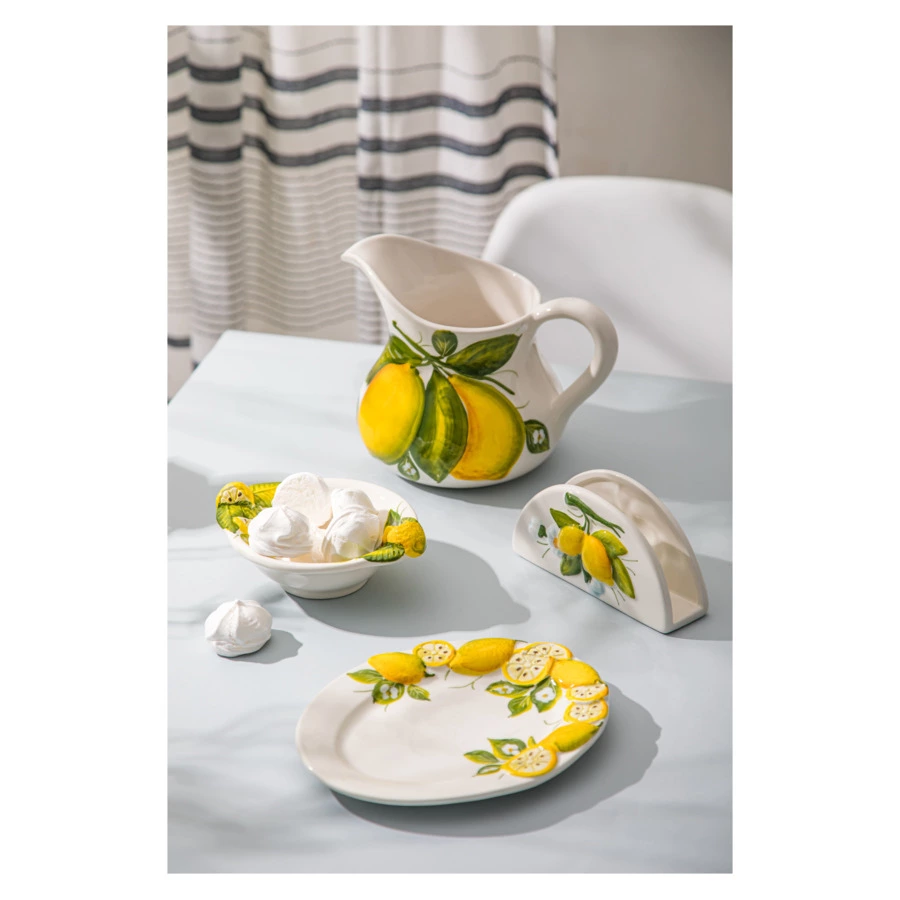 Блюдо овальное Edelweiss Лимоны и цветы 22х12 см, керамика